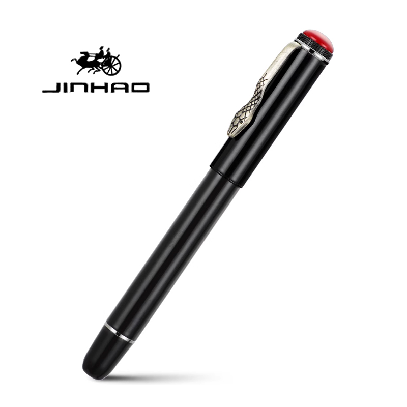 Jinhao 025 pluma estilográfica de lujo punta fina y punta EF Clip de serpiente negro verde rojo blanco bolígrafo de oficina para estudiantes el mejor: Negro / f