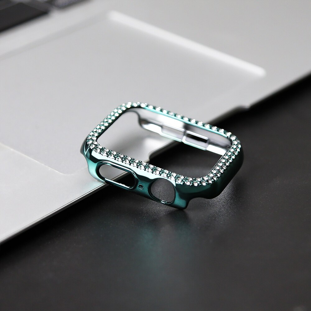 Diamentowe etui ochronne do Apple Watch Series 7 41MM 45MM Pokrowiec do iWatch 6 SE 5 4 3 38MM 42MM 40mm 44mm Akcesoria