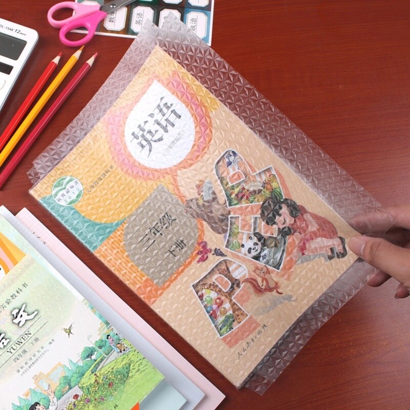 Dimi 3 Maten Food Grade Materiaal Waterdicht Nubuck Diamant Patroon Transparante Zelfklevende Film Book Cover Beschermhoes