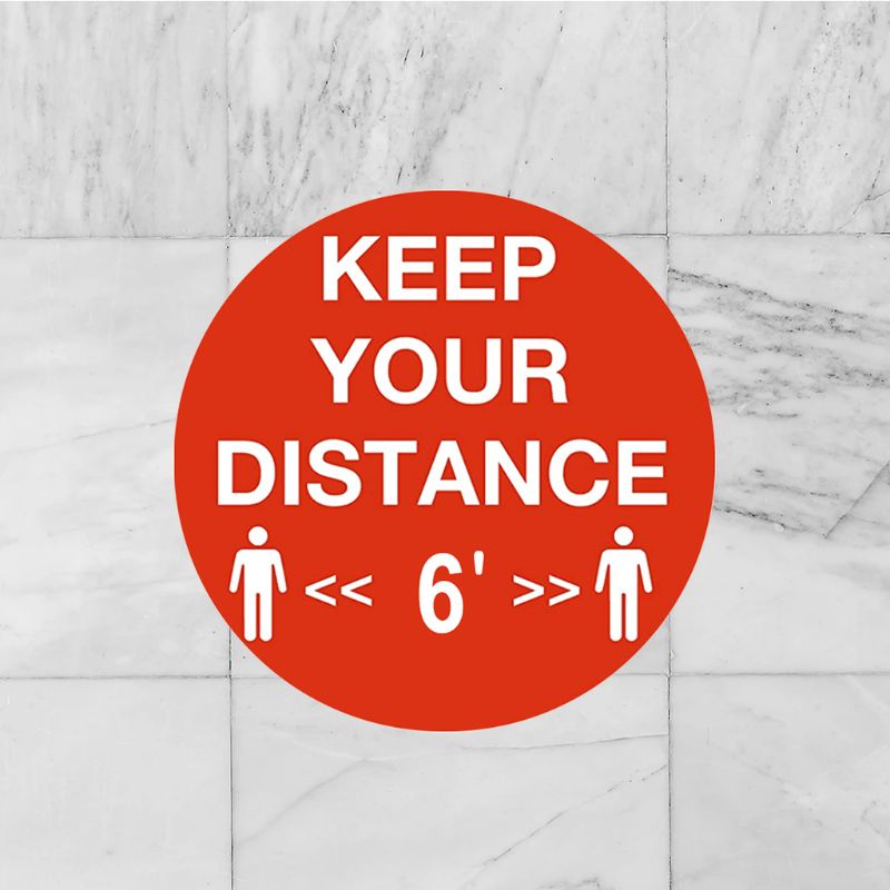 5Pcs/Set Anti-slip Self Adhesive Social Distancing Floor Decals Ground Health Safety Sign Waterproof Sticker
