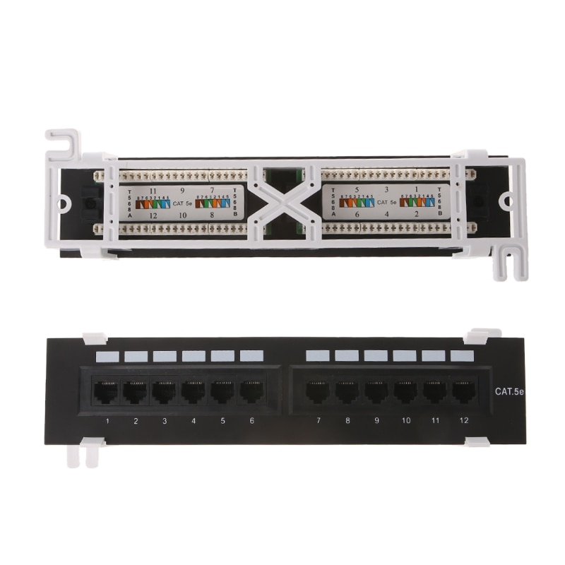 12 poort CAT5 CAT5E Patch Panel RJ45 Networking Wall Mount Rack Beugel