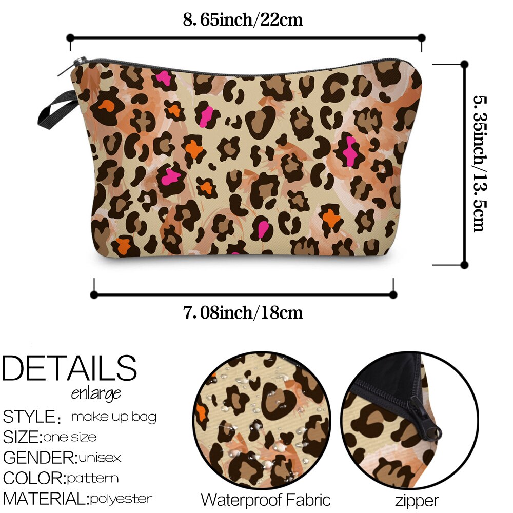 Deanfun Geel Luipaard 3D Afdrukken Kleine Cosmetische Bag Stijlvolle Zachte Schattige Wasbaar Opbergtas Make-Up Reistas 51658