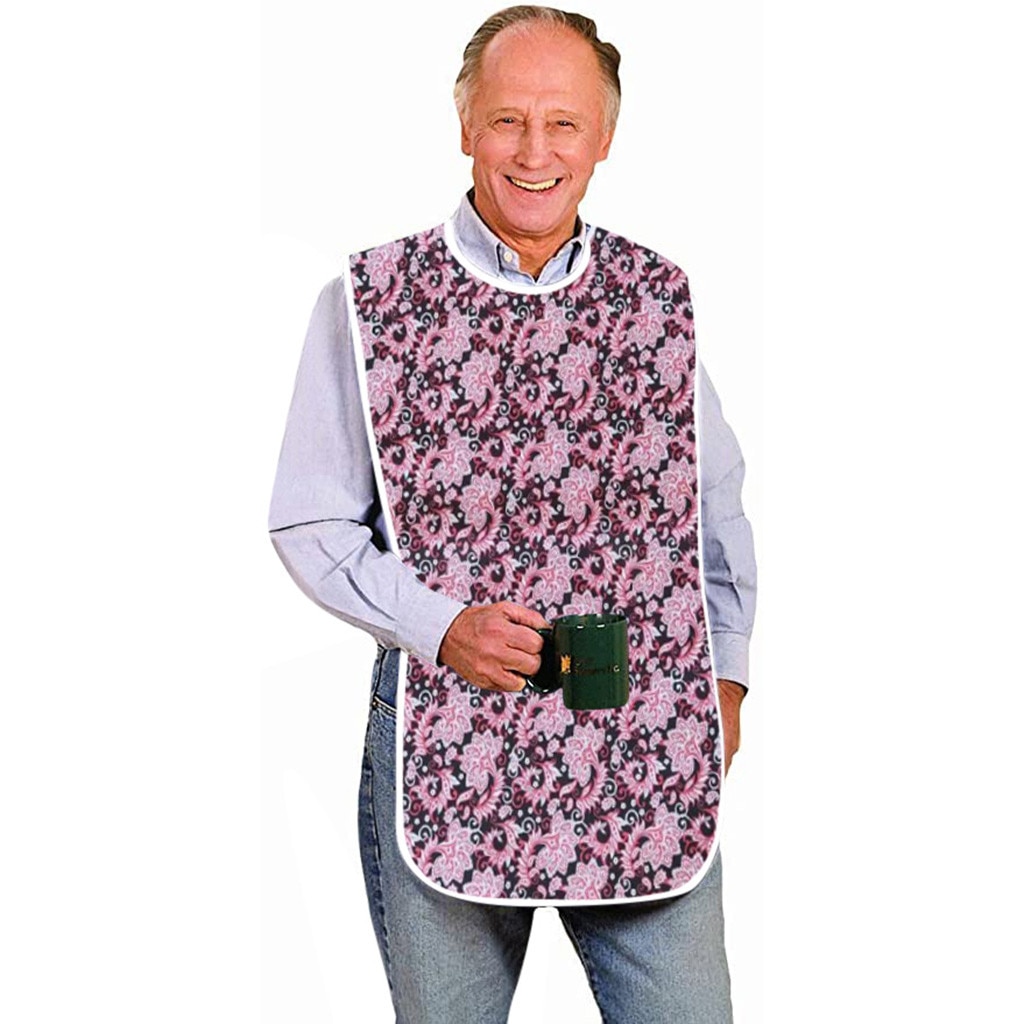 Style 1 pièces grand imperméable à l'eau adulte repas bavoir vêtements vêtements protecteur tabliers # T2G: Pink 