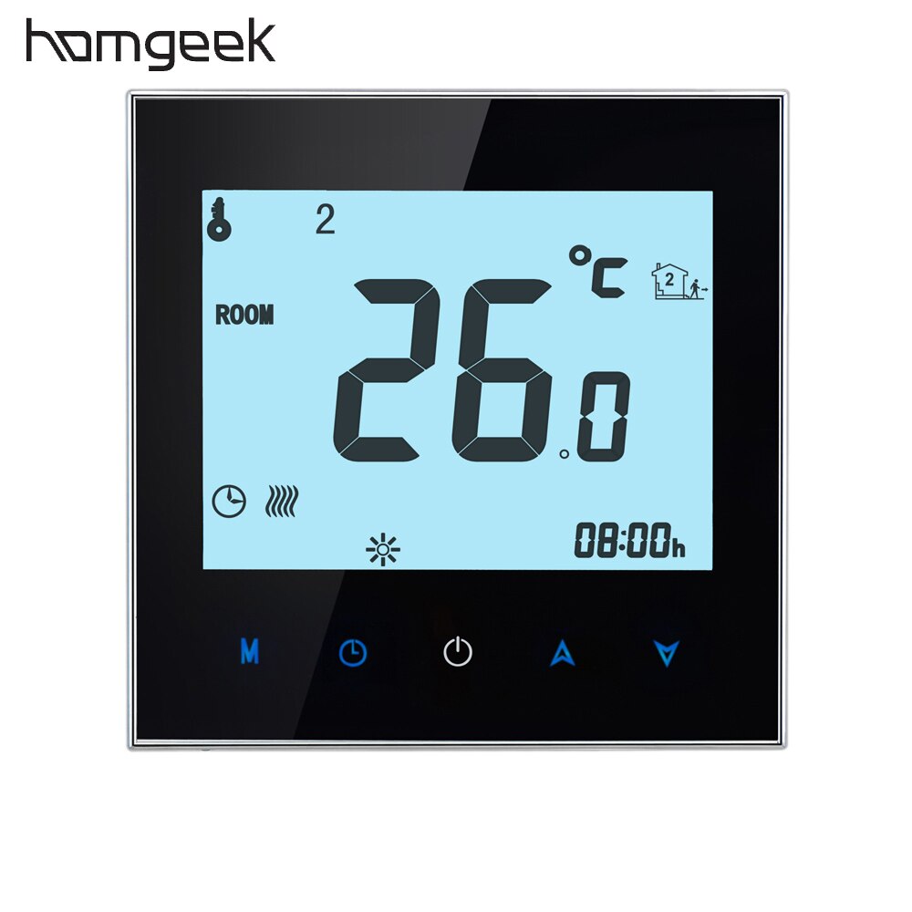 Homgeek 16A 110-230V Wekelijkse Programmeerbare Lcd Touch Screen Elektrische Verwarming Thermostaat Kamerthermostaat