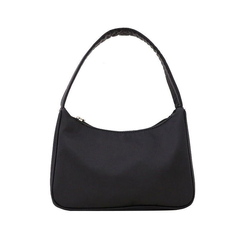 ¡Novedad de ! Bolsos INS para mujer a la Vintage, Bolso Baguette informal de nailon para hombro, pequeño bolso de mano para mujer, bolso para axila, monederos: black