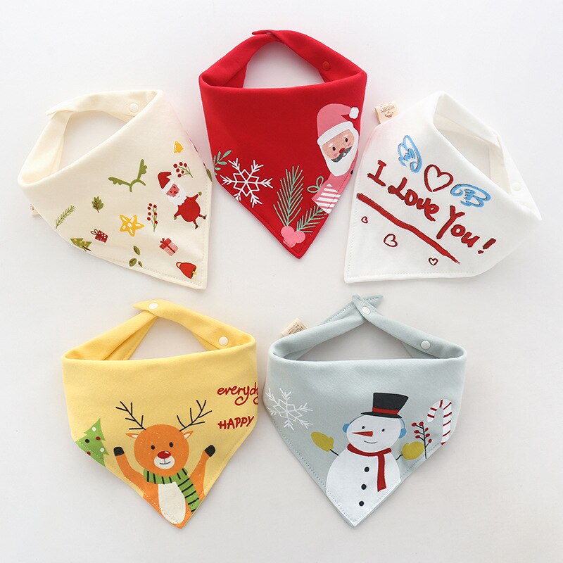 5Pcs Baby Cartoon Katoen Driehoek Slabbetjes Double Layer Snap Spuugdoekjes Voor Jongens Meisjes Baby Spullen Voor Pasgeborenen Kinderen accessoires: 5pcs 7