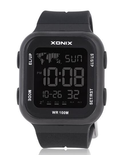 Mannen Sport Digitale Horloges Led Licht Plein Dial Waterdicht 100M Zwemmen Outdoor Horloge: 1full black