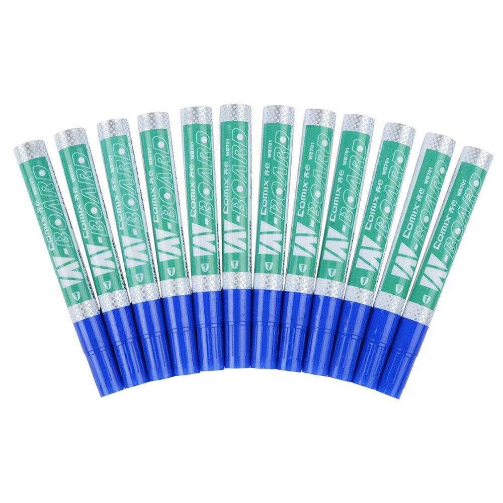 (pack of 12 pcs) Comix wb701 whiteboard pen erasable pen marker pen whiteboard pen black: Blue