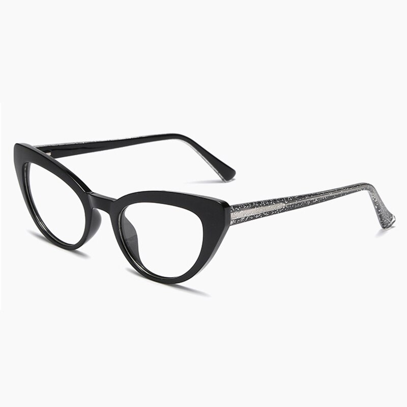 Women Cat-Eye Shape Styles Anti-Blue Ray Digital Device Protection Eyeglasses Frame for Female Eyewear Prescription: black