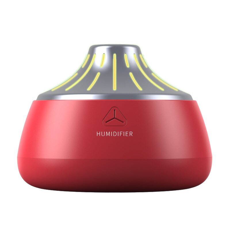 Mini Ultrasonic Air Humidifier Aroma Essential Oil Diffuser for Home Office USB Fogger Mist Maker with LED Night Lamp: Red plus silver