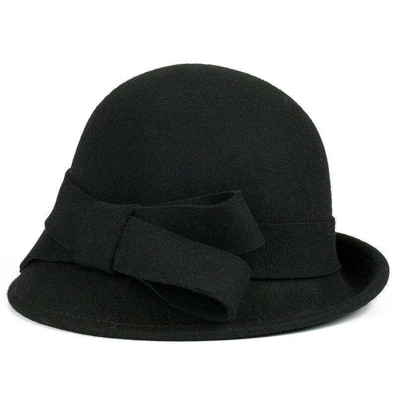 Nye 100%  ull europa england høst vinter dame fedora caps årgang sol hattemaker til kvinne dame avlet brem ull filt buehatt: 2