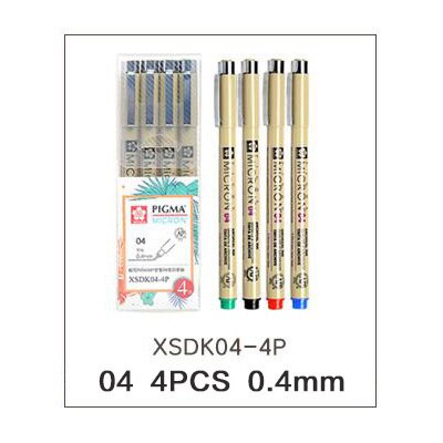 0.2mm-1mm sakura skitse farver mikron pen overlegen markører pen sæt fin liner pigma til tegning manga arkitektoniske kunstforsyninger: 04 (0.4mm) 4 stk