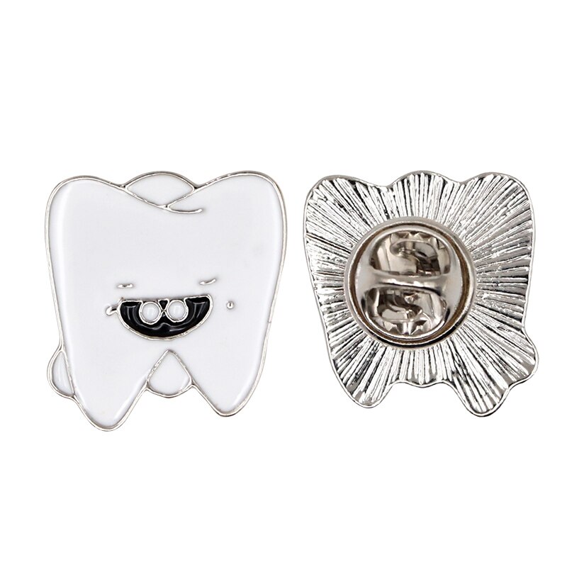 Broche con forma de dientes dentales, accesorio de decoración, insignia Molar, Pin higiénico de dentista, adorno, 2 piezas