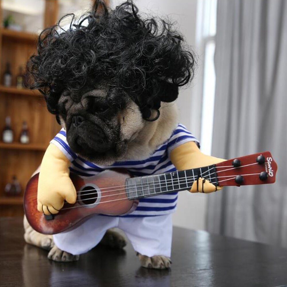 Kjæledyr hundeklær spille gitar halloween spesielle arrangementer kostyme nyhet moro valpefest cosplay klær antrekk klær