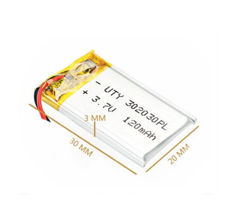 EASTFIRE Lithium Polymer Battery - 10 pcs - 3.7V 120mAh 302030 - for Bluetooth, GPS, MP3, MP4, Toys, Speakers
