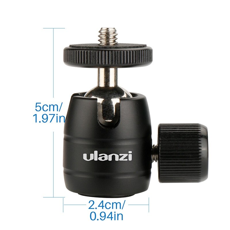 Ulanzi Aluminum Tripod Ball Head 1/4" screw Tripod Heads Small Tripod Ballhead Mount for iPhone Samsung Gopro 6 5 Tripod Camera