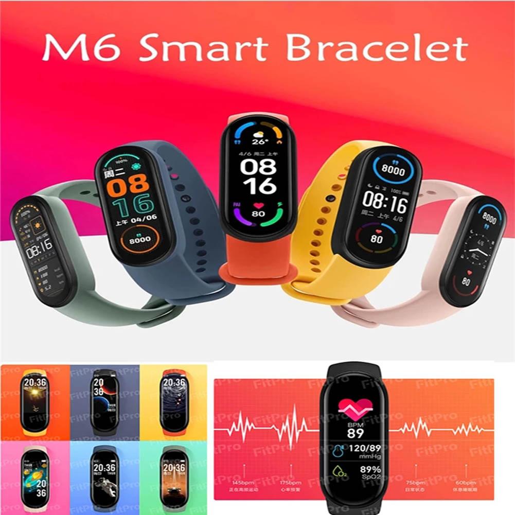 M6 Smart Horloge Armband Bloeddruk Slaap Gezondheid Monitoring Stappenteller Kleur Screen Sport Armband Touch Smart Horloge