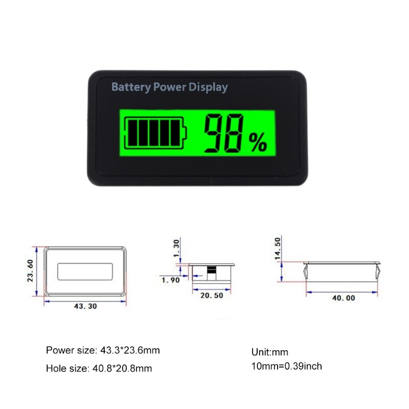 LCD Battery Capacity Monitor, 12-48 V Universal LCD Digital Battery Capacity Display, LCD Capacity Voltmeter Meter Retailsale