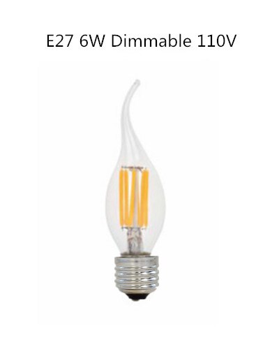 LED Energy Saving E14 E27 E12 2W 4W 6W Candle Bulb AC 220V 110V Dimmable C35 C35L LED Filament Light Bulb 360 Degree Lamp