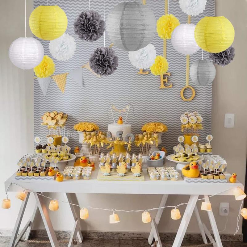 12pcs/set Mixed Paper Lantern Paper Honeycomb Ball Hanging Paper Pom PomsWedding Birthday Decor DIY Baby Shows Party Supplies