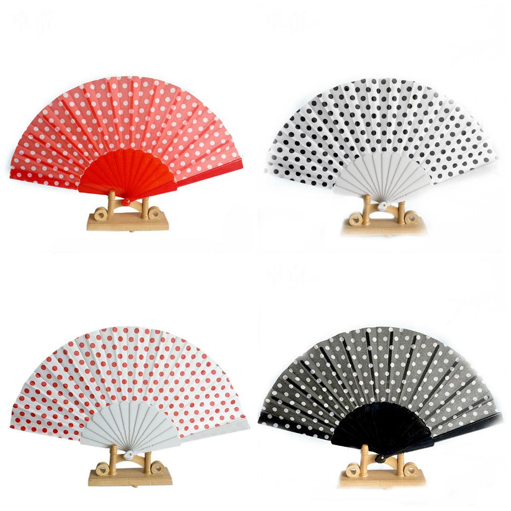 9 kleuren Elegante Plastic Spaanse Hand Fans Japanse Stippen Hand Folding Fan