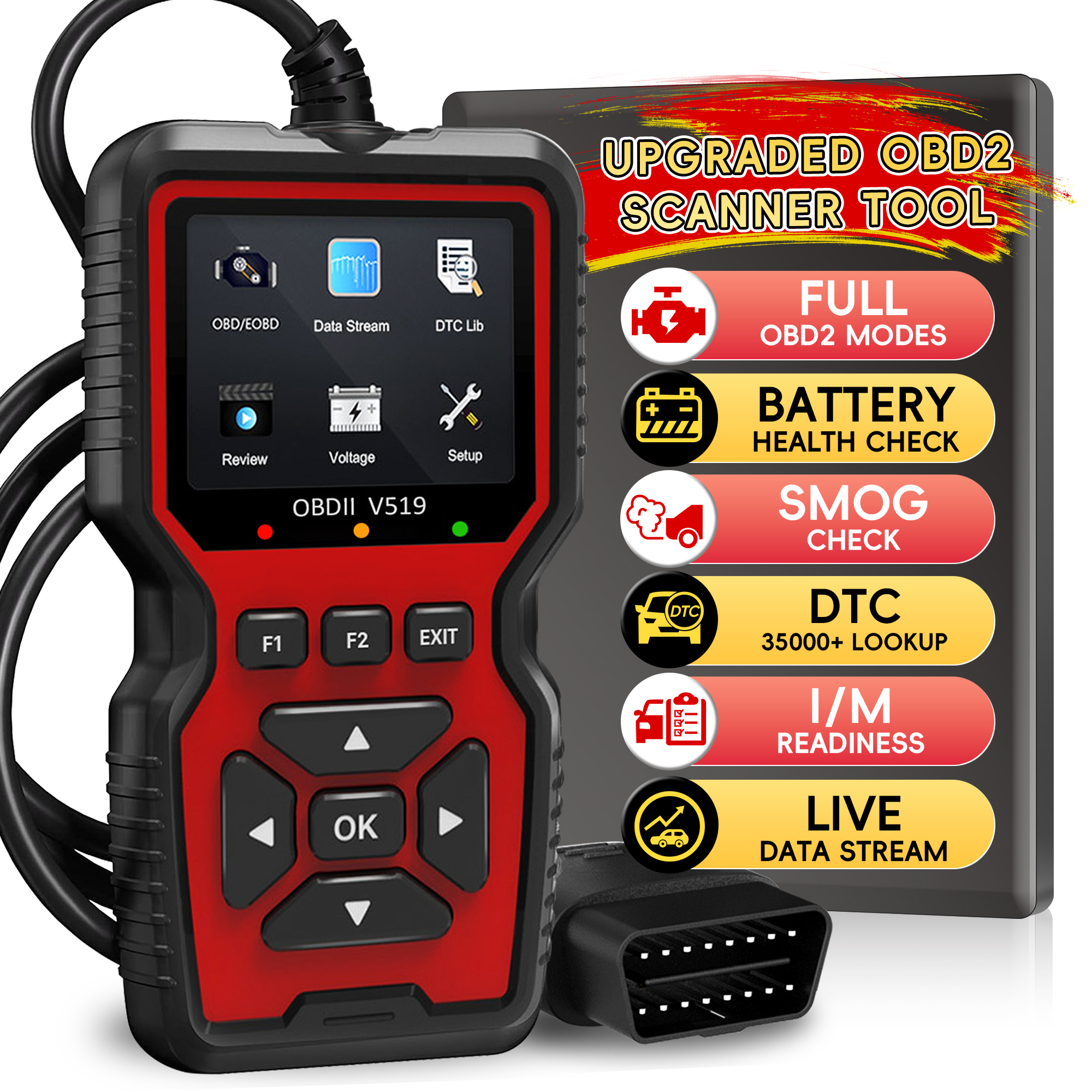 OBD2 Scanner Diagnostic Tool, Enhanced Auto Check Engine Code Reader with Reset, I/M Readiness OBDII/EOBD Car Diagnostic Scan To: Default Title