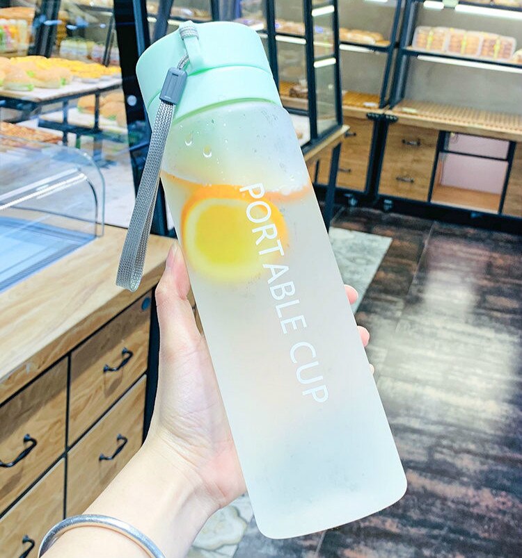 Water Bottle 600/800ml Protable Double Cup Cover Large Capacity Matte Water Cup Cute Water Bottle Items: 800ML / green