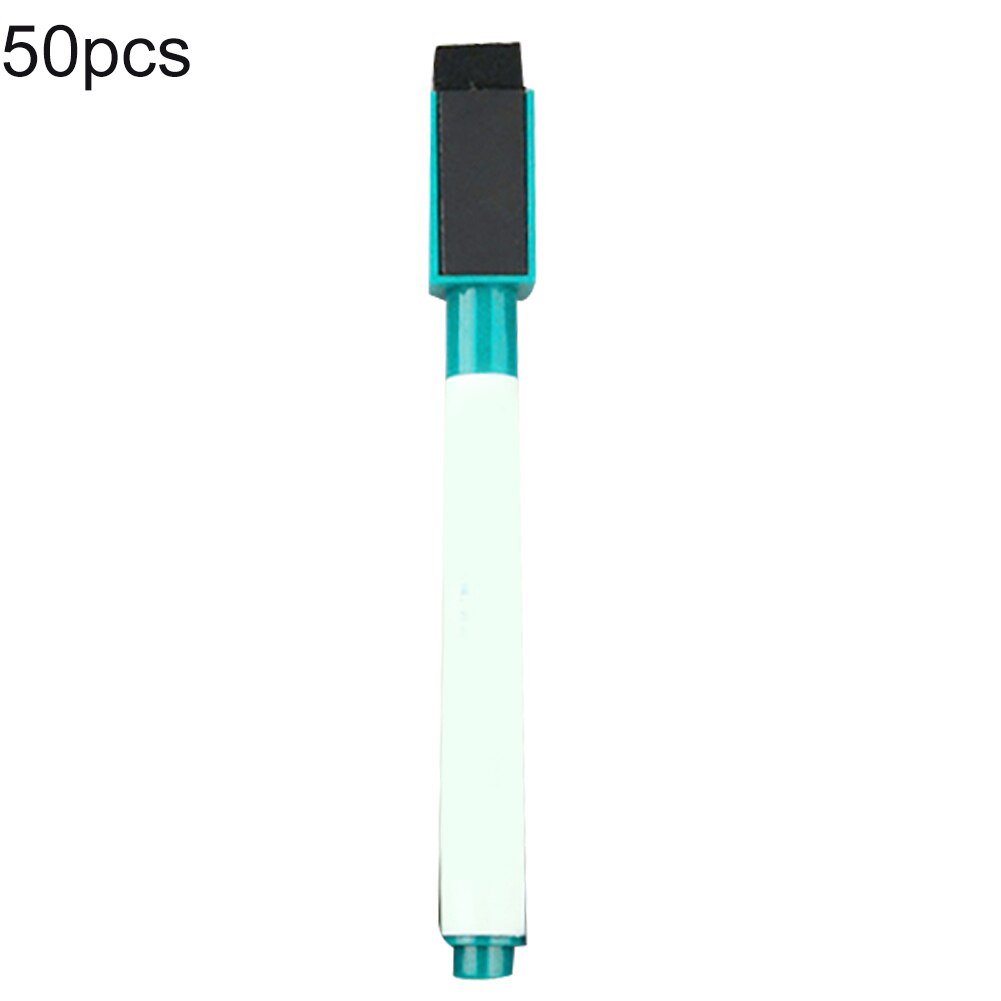 50Pc Magnetische Whiteboard Marker Pen White Board Droog Vegen Fijne Penpunt Pen Met Gum Rubber Magnetische Markers Borstel Koelkast magneten: green