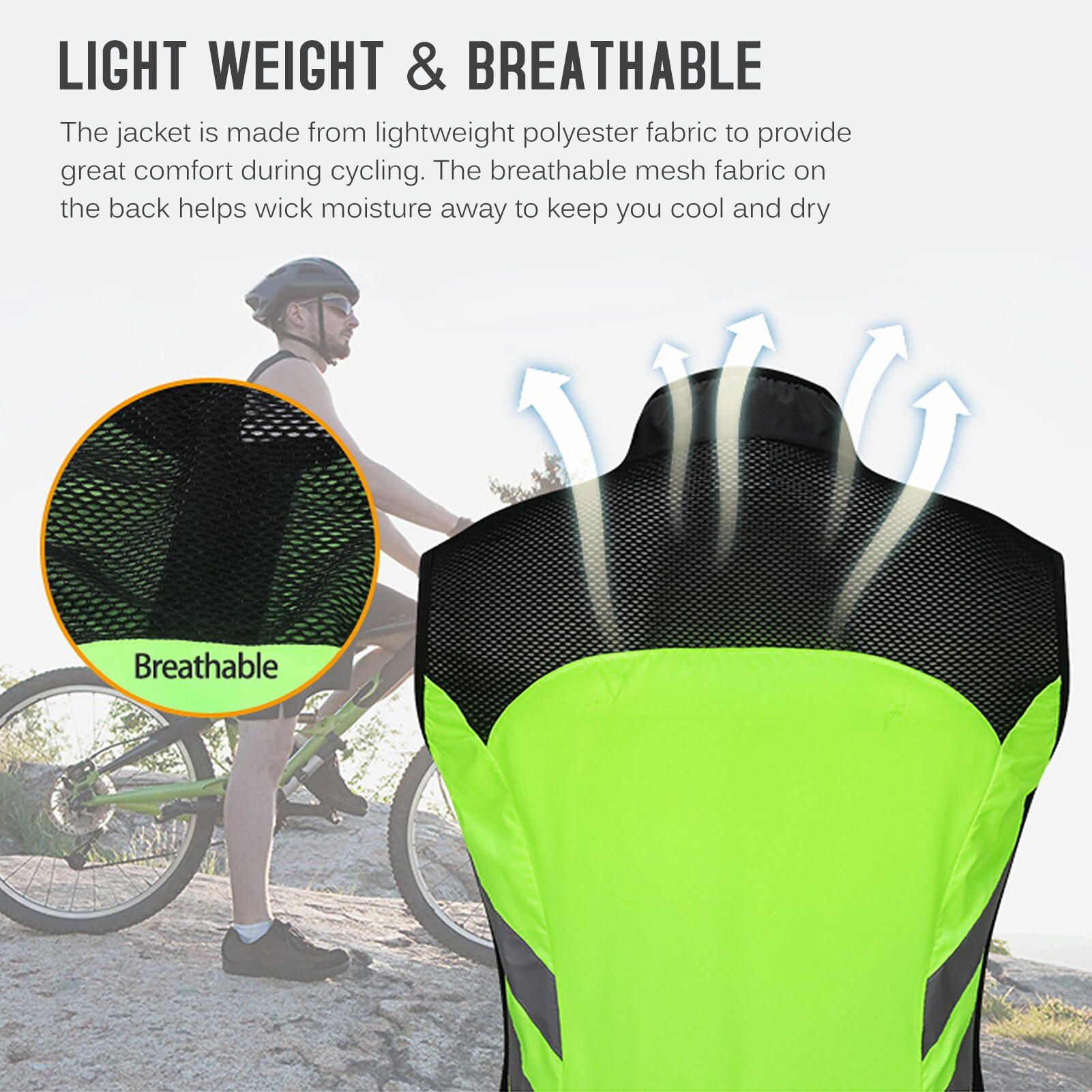 Mannen Fietsen Vest Opvouwbare Reflecterende Snel Droog Ademend Winddicht Sport Fiets Vest Riding Running Jogging Wandelen Wind Jas