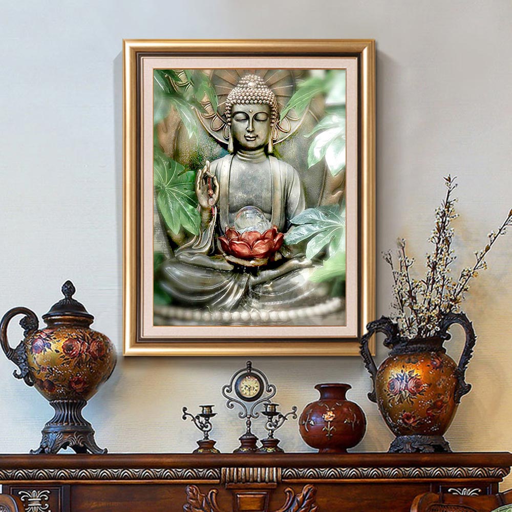 Estatua de Buda retrato para pintar con diamantes religión redonda completa taladro nuveaute DIY5D mosaico bordado punto de cruz decoración para el hogar