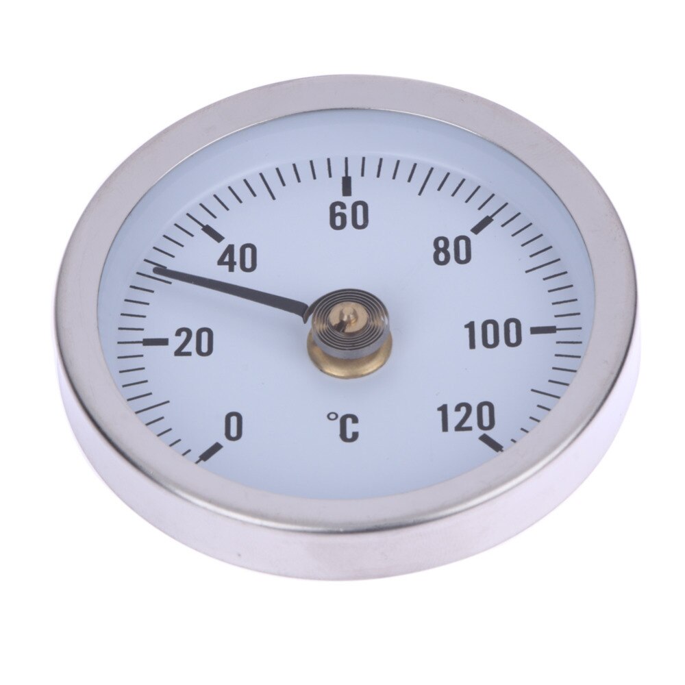 0-120 Degree 63mm Dial Thermometer Bimetal Stainless Steel Surface Pipe Thermometer Clip-on Spring Temperature Gauge Home Suppli