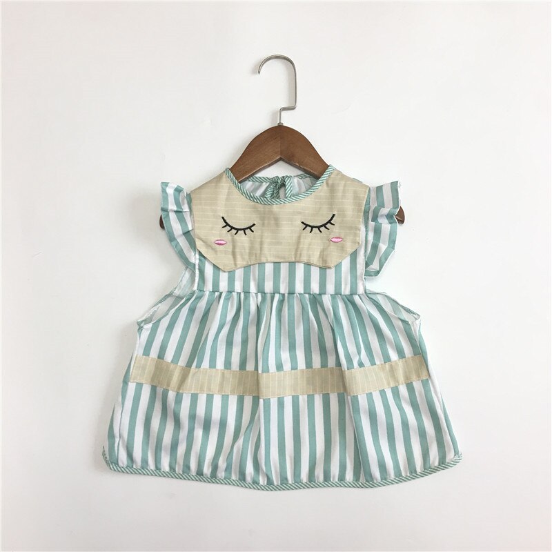 Baby-lätzchen Baby Mädchen Fütterung Kleidung Kindergarten Essen Kleidung Striped Mädchen Prinzessin Kleid: Grün