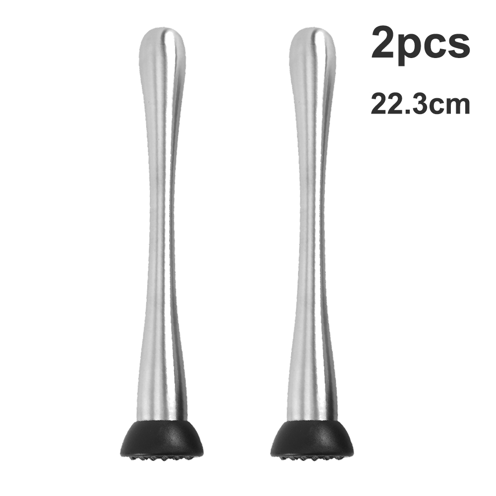 2pc Stainless Fruit Muddlers Caipirinha Pestles Cocktail Ice Hammer Crushed Popsicle Lemon Squeeze Tool Bar Tool Kitchen Gadgets: 2pcs 22.3cm