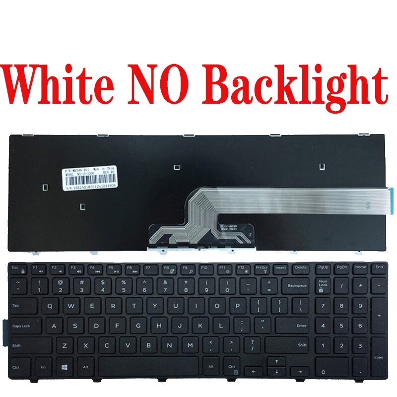 US laptop Keyboard FOR DELL Inspiron 15-5547 15-5548 15-5542 15-5557 15-7557 15-7559 15-5577 15-5576 English Laptop Keyboard: White NO Backlit