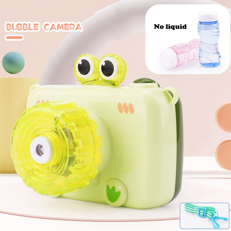 Bubble Blower Machine Toy Kids Soap Water Bubble Camera Cartoon Water For Children Electric Light Music Toys Camera: Green