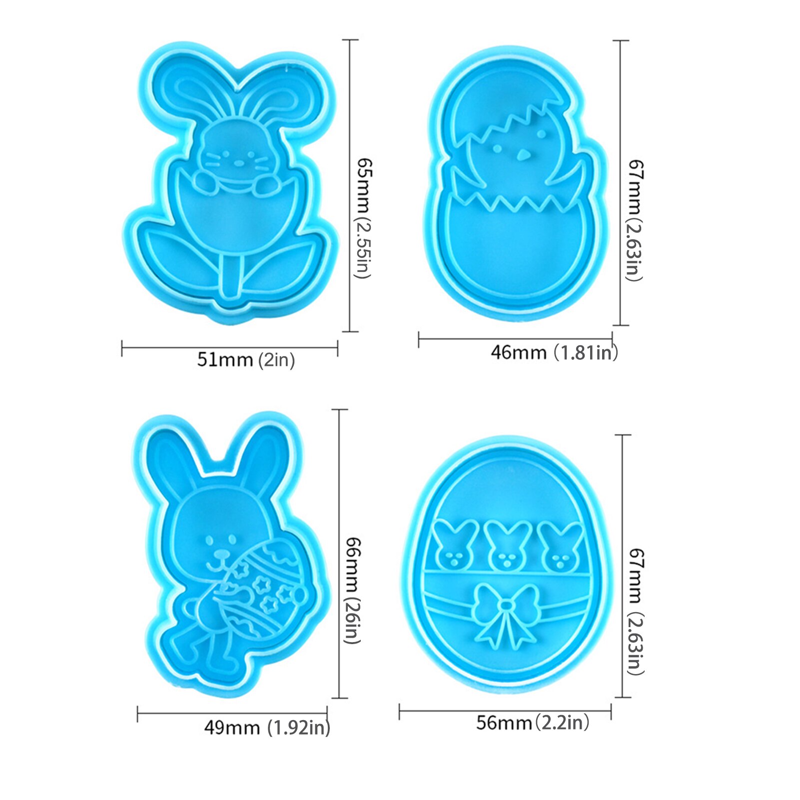 4 Stuks./Set 3D Siliconen Mallen Pasen Siliconen Mould Cookie Biscuit Maken Tool Bakvorm Bakken Tool Mould Zeep Mold Cake decor