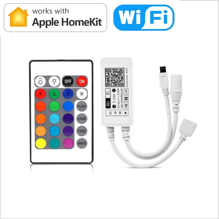 Til apple homekit app rgb led strip/strips/lights/lamp/tape google home med fjernbetjening smart controller tilbehør 12v dc /4 pin: Uden stik