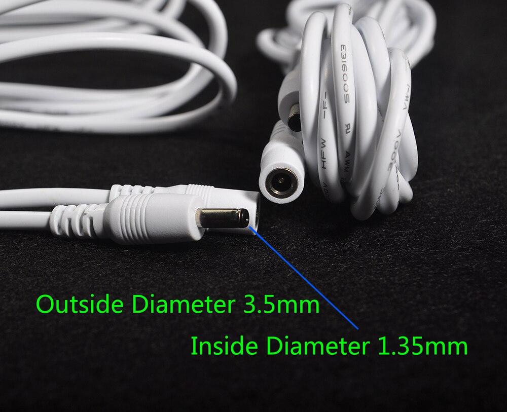 Cable de alimentación de extensión para cámara IP Wanscam Foscam, Cable de alimentación de 3 metros de CC, 5V, 3,5x1,35mm, color blanco
