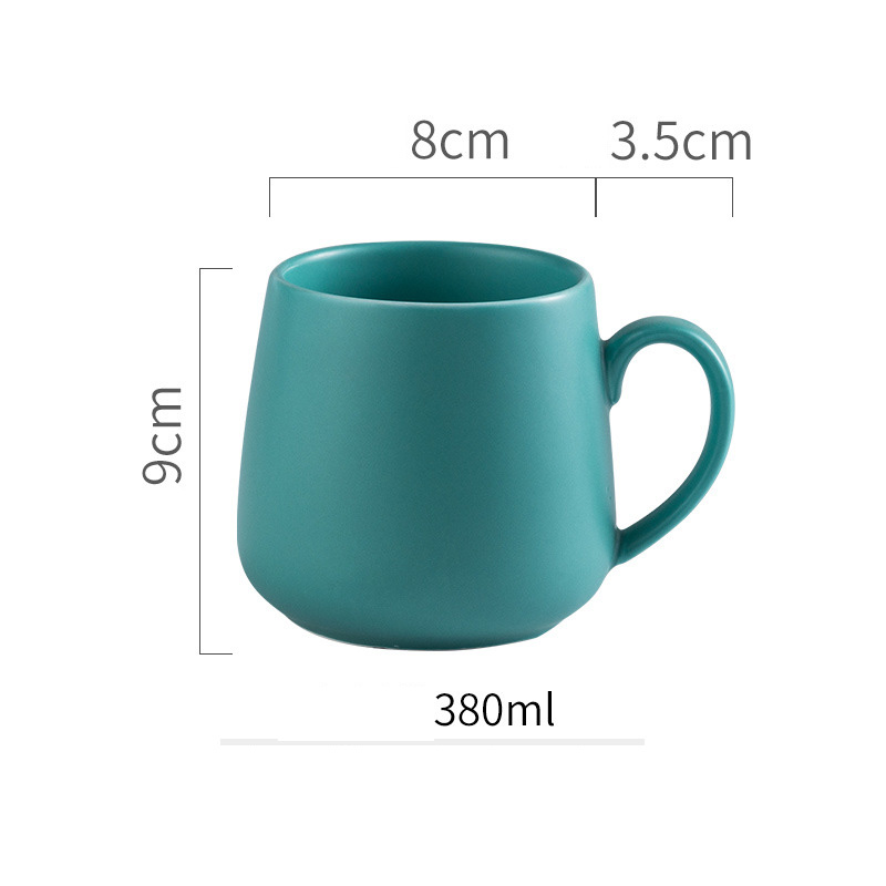 Matte Drum Ceramic Cup Household Pure Color Round Milk/Coffee Cup Mug Catering Supplies Nordic Style Water Cups: Green