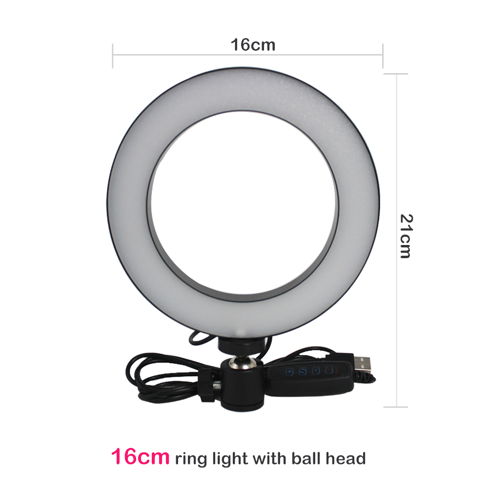 LED Studio Camera Ring Licht Fotografie 16cm 20cm 26cm Foto Camera Ring Licht Met Statief USB Plug voor Telefoon Houder Make Up: only 16cm ring light