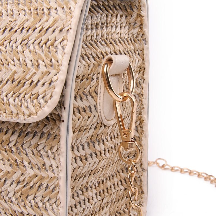 Quadratische strohtaschen für damen, sommer-rattantasche, handgefertigte gewebte strandtasche, umhängetasche, boho-handtasche, bali-reisetasche, urlaub