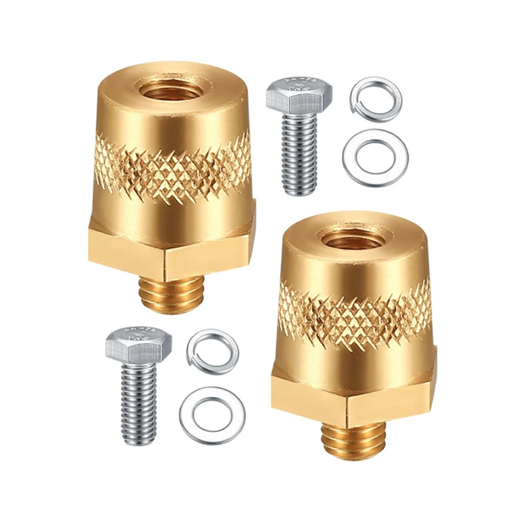 1 par de adaptador de poste de batería, conector de Terminal de batería de latón, rosca M6, adaptador de Terminal de conector de poste de batería positivo y negativo