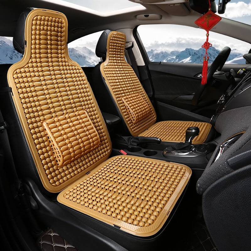 Universal sommer autostol kølig pude pvc beaded massage automobil stolebetræk med blød taljemåtte åndbar holdbar 1 stk.