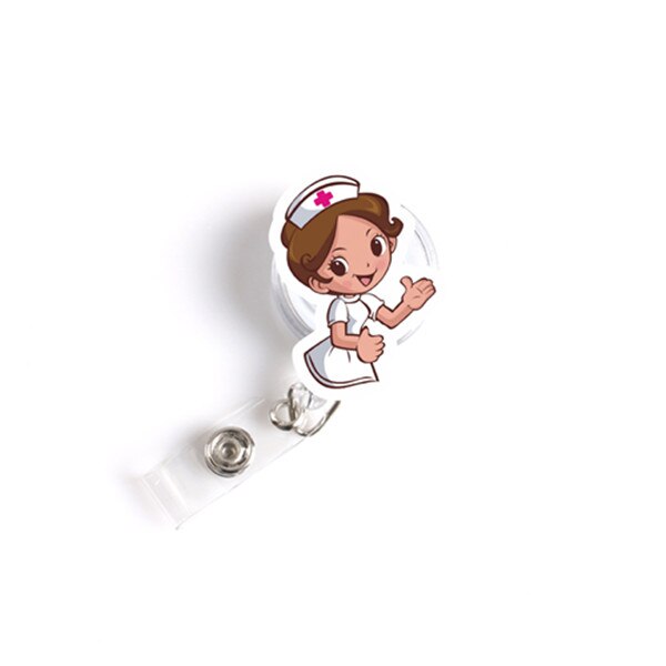 8 stk/parti akryl udtrækkeligt sygeplejerske-emblem rulle daisy love hjerte navnemærke id badge holder klip: 6