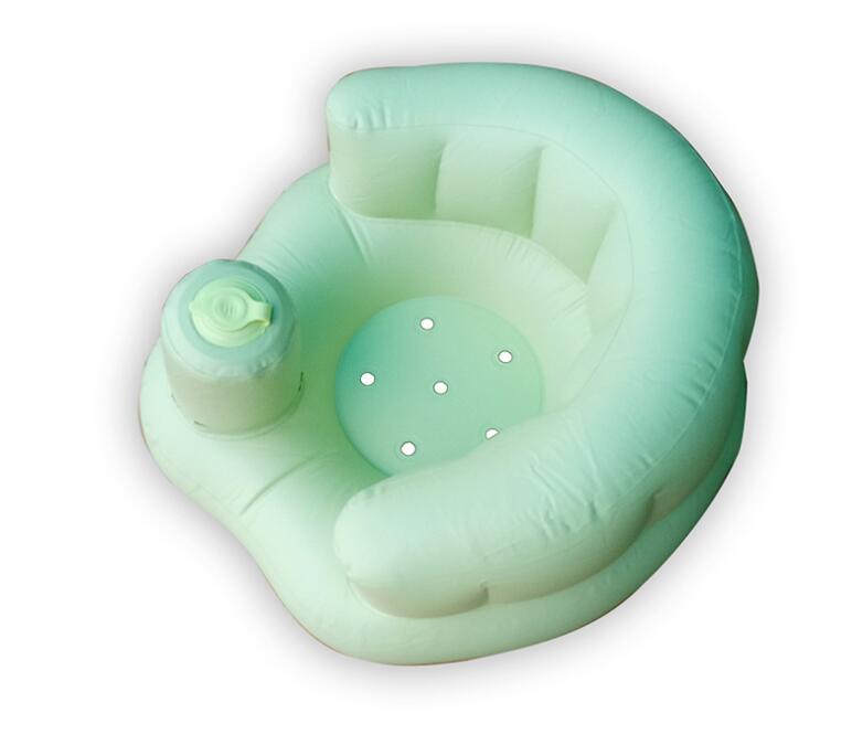 Baby gutt jente oppblåsbar stol støtte sete lære å sitte stol spedbarn spisestue komfort bærbar reise strand badesete: D