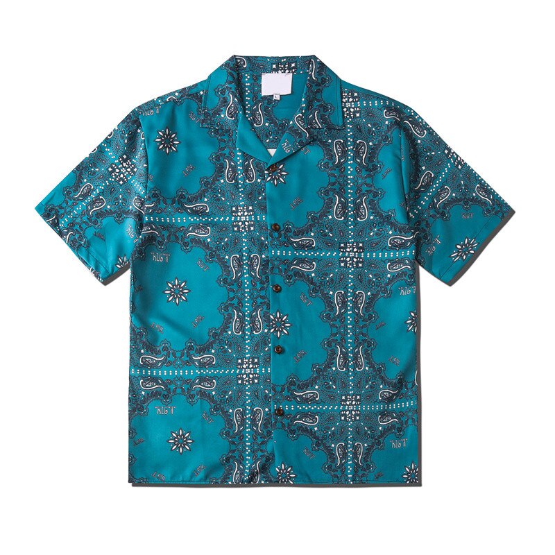 Mørkt ikon bandana hawaiiansk skjorte vintage street herreskjorte sommer mand tøj: S