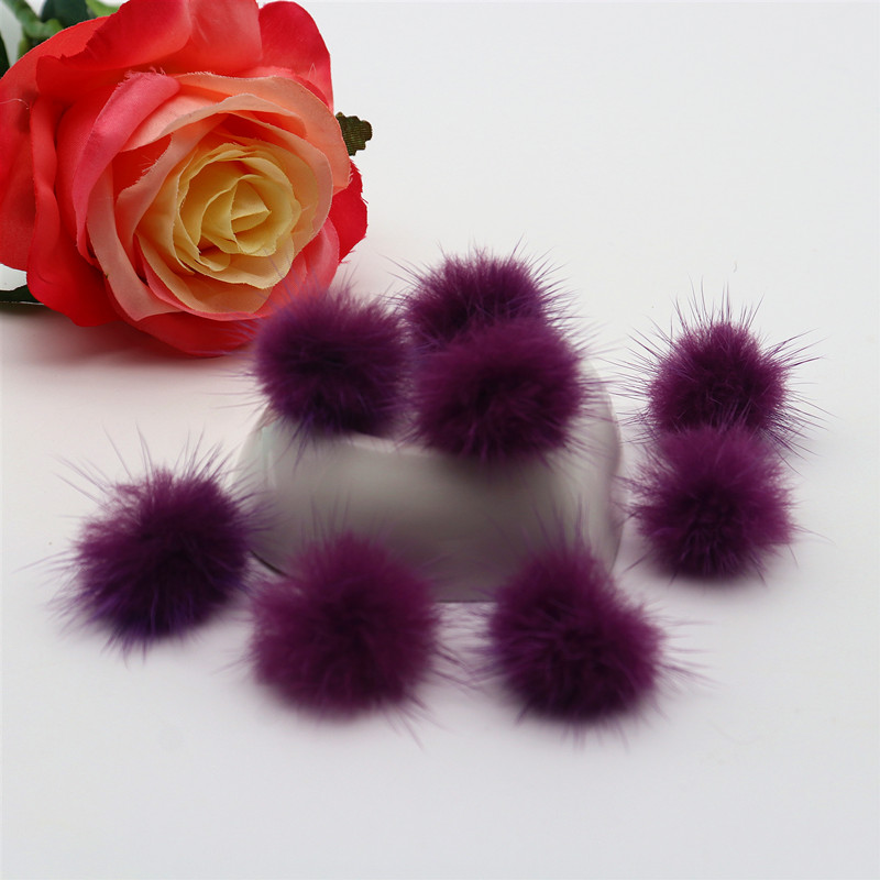 Pompones de visón coloridos de 25Mm, esponjosos de 2,5 cm, pendientes de sombreros, Llavero artesanal, materiales de joyería hechos a mano, 10 Uds.: Naranja