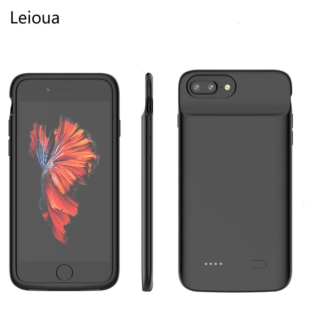 Leioua capa de carregador 3100 mah, para iphone 6, 6s, 7, 8, carregamento sem fio, power bank inteligente para iphone 6 caixa de bateria 6s 7 8plus