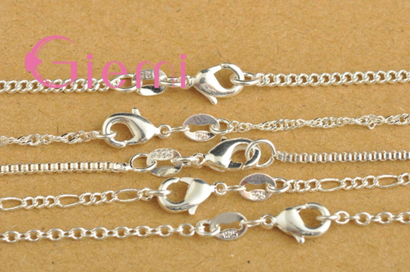 Ægte 925 sterling sølv smykker link chains halskæde til mænd kvinder med hummer låse fund 10 stk fine 10 styles