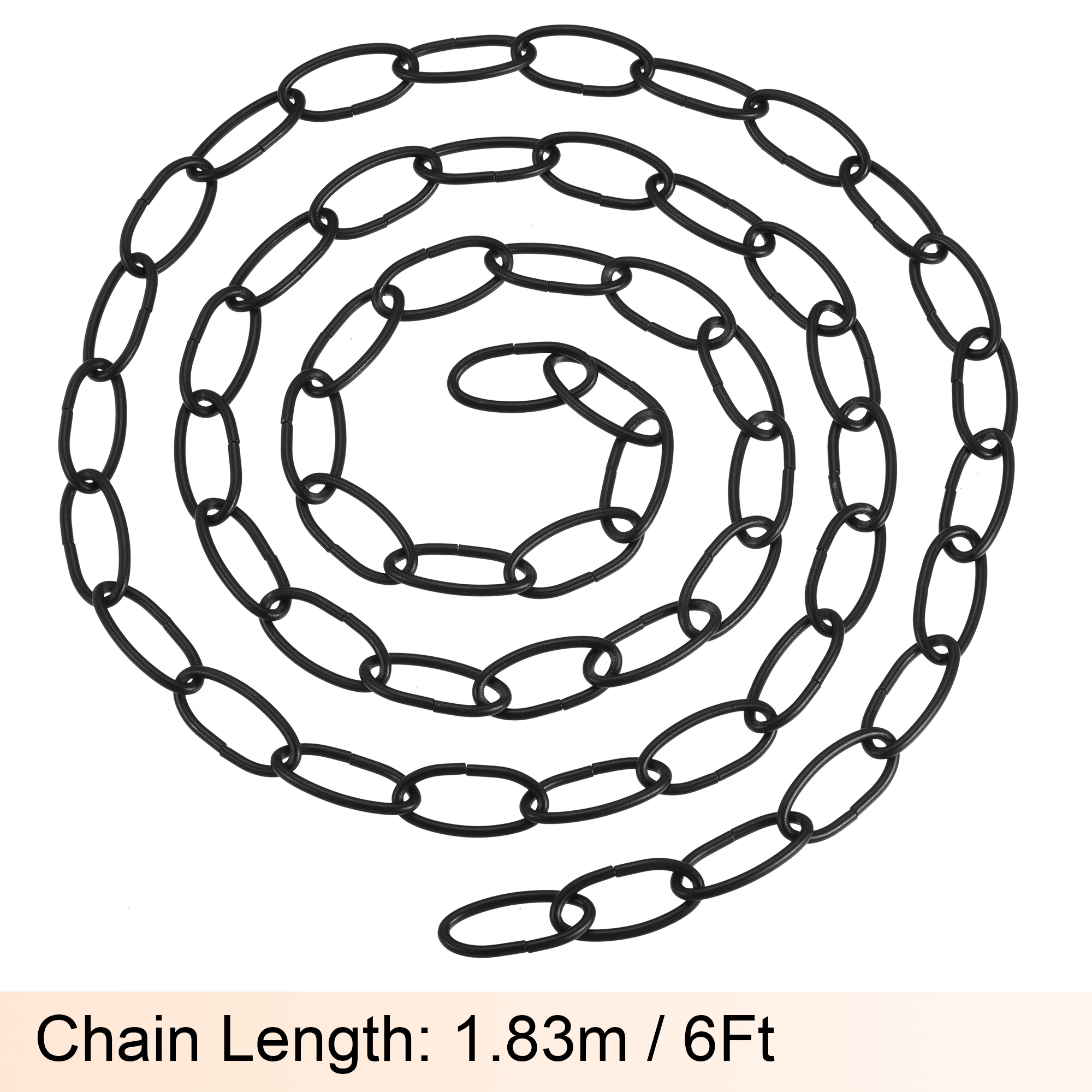 MECCANIXITY Pendant Light Fixture Chain – 6Ft Long, 3mm Thick, White Iron Chain With Connectors & Hook Loops, Holds Up To 44 Lbs